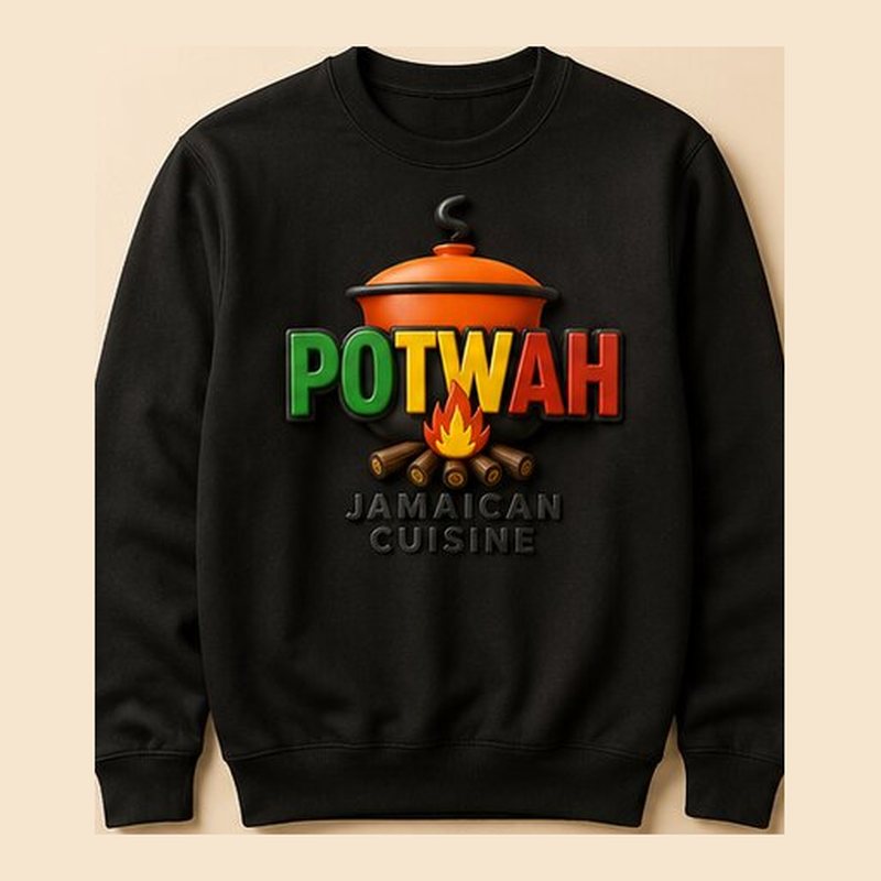 Crewneck Sweatshirt — Potwah Jamaican Cuisine branded merchandise