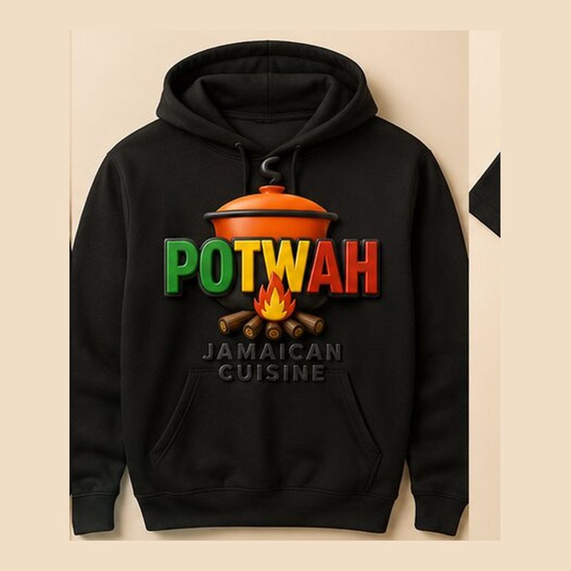 Potwah Hoodie — Potwah Jamaican Cuisine branded merchandise